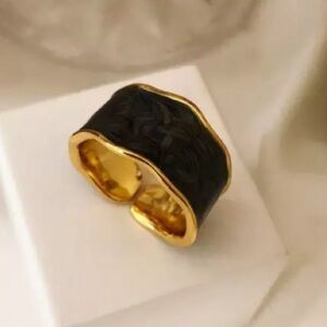 RE-STOCKED❗️NEW Black Enamel Ring 925 Stamped